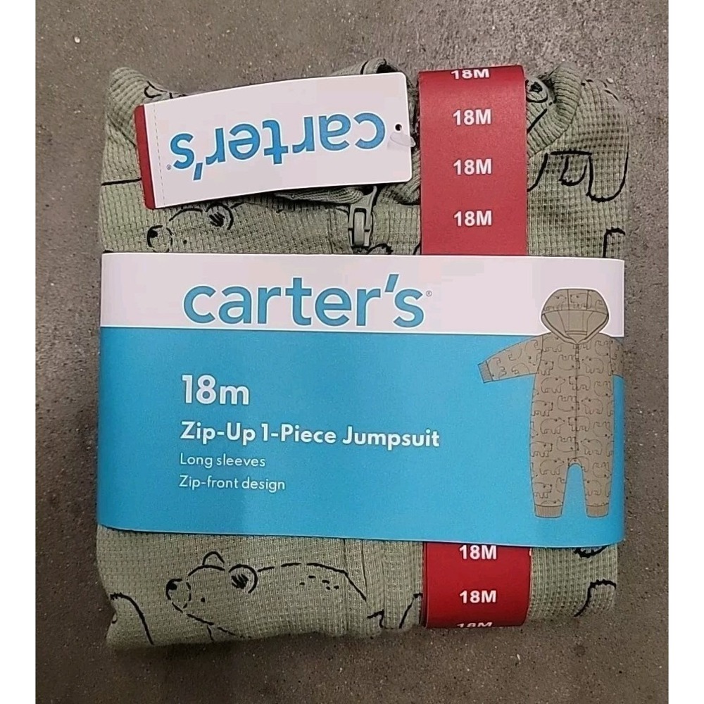 Carters Boys Zip-Up 1 Piece Warm Long Sleeve Easy Care Jumpsuit 18m